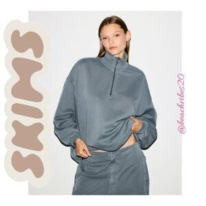SKIMS Boyfriend Fleece Oversized Half-Zip Zircon NWT XL